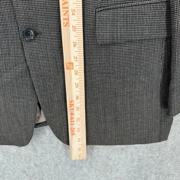 Hugo Boss Scorsese Blazer Jacket Mens 42L Brown Virgin Wool Micro Check 3 Button